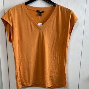 Tribal Women's V-Neck Short Sleeve Tee in Warm Orange